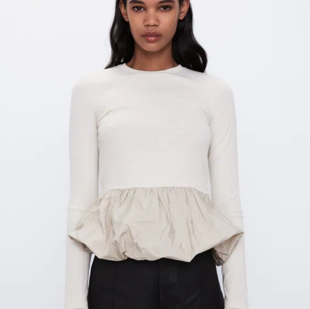 NWT, ZARA Poof Peplum Top